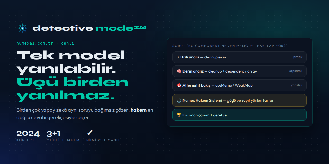 Detective Mode™ — Tek model yanılabilir. Üçü birden yanılmaz.