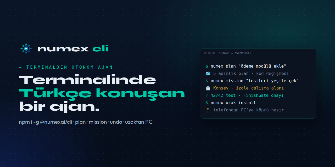 Numex CLI — Terminalinde Türkçe konuşan bir ajan