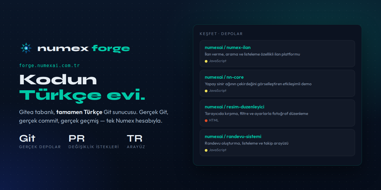 Numex Forge — Kodun Türkçe evi