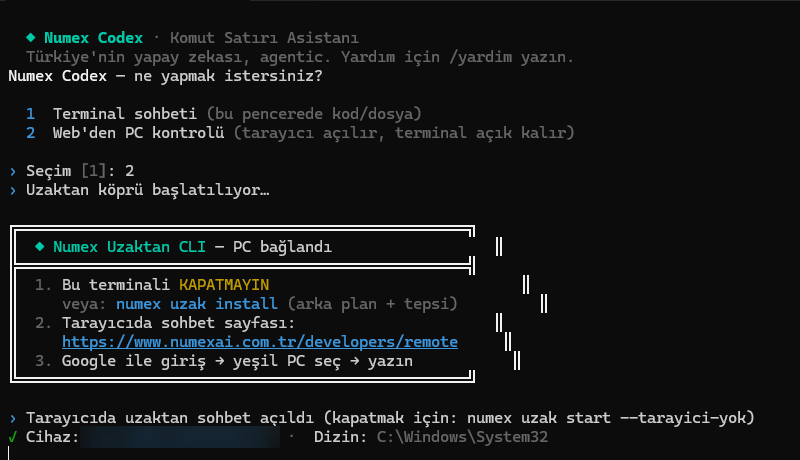 Uzaktan CLI — PC bağlandı